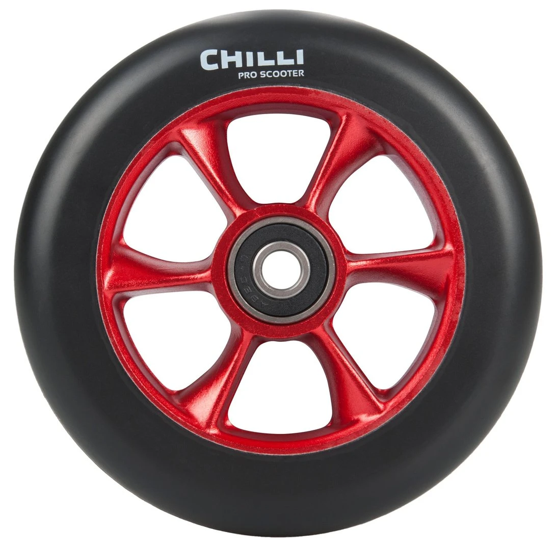 Chilli Pro Scooter Ersatzrolle Wheel Turbo 110mm Black PU / Red Core 3 Chilli Pro Scooter Ersatzrolle Wheel Turbo 110mm Black PU / Red Core