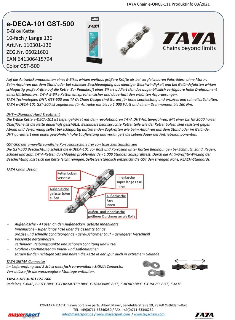 KMC Taya E-Deca-101 GST-500 Silber 10-fach Verstärkt Für E-Bike 136 Glieder 5 KMC Taya E-Deca-101 GST-500 Silber 10-fach Verstärkt Für E-Bike 136 Glieder - Image 3
