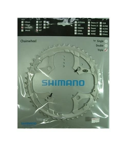 Shimano Deore Ab 2007 48 Zähne U-Type Für Schutz Silber Y-1GX98080 Ausverk. - Ersatz:Y-1LD98130 3 Shimano Deore Ab 2007 48 Zähne U-Type Für Schutz Silber Y-1GX98080 Ausverk. - Ersatz:Y-1LD98130